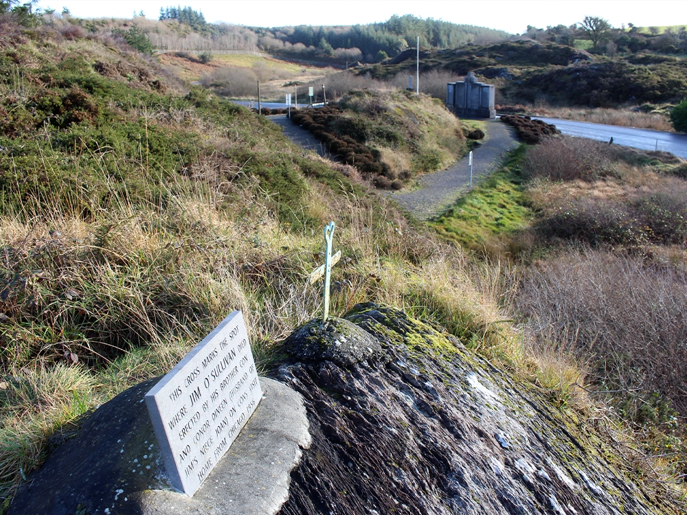 The view from the place where IRA Volunteer Jim O'Sullivan was shot during Kilmichael Ambush.